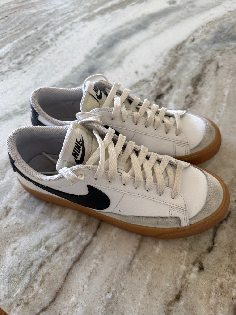 Nike Blazers with Black Swoosh and Gum Sole